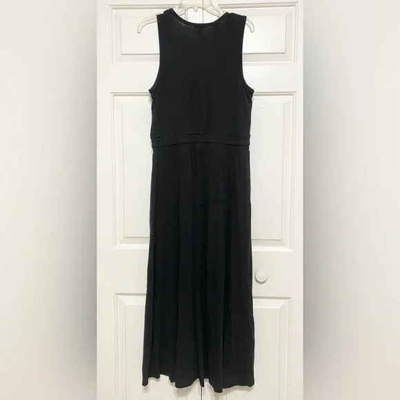 ATM Anthony Thomas Melillo Black Drawstring Waist Tie Sleeveless Maxi Dress